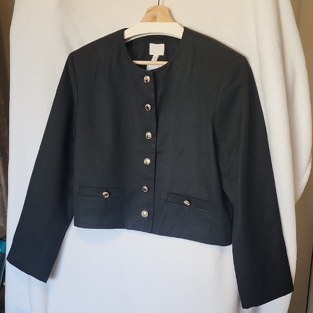 H&M Elegant Black Blazer with Silver Buttons